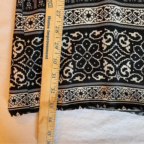 H&M Black and Cream Boho Balloon Sleeve Dress Size 4 - Picture 8 of 9